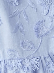Mango Blue Embroidered Ruffle Blouse - Image 4 of 4