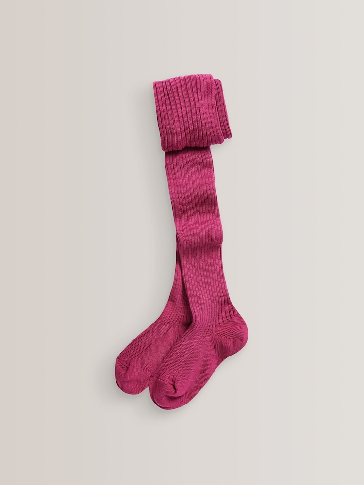 Magenta Pink Cotton Rich Rib Tights - Image 1 of 1