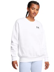 Under Armour White Oversized Icon Fleece Crew Sweatshirt - Image 1 of 5