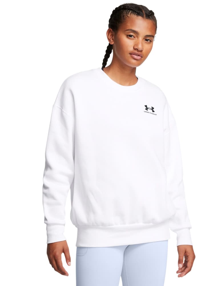 Under Armour White Oversized Icon Fleece Crew Sweatshirt - Image 1 of 5