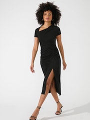 Ro&Zo - Black Crepe Jersey Split Leg Midi Dress - Image 1 of 5