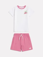 New Balance White Sticker Graphic T-Shirt & Shorts Set - Image 7 of 9