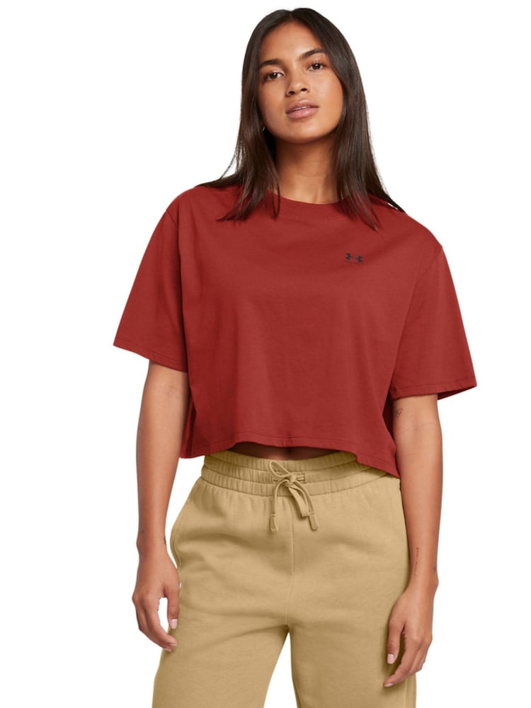 Under Armour Orange Boxy Logo Crop T-Shirt - Image 1 of 4