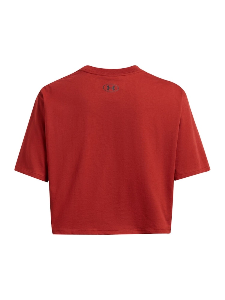 Under Armour Orange Boxy Logo Crop T-Shirt - Image 4 of 4