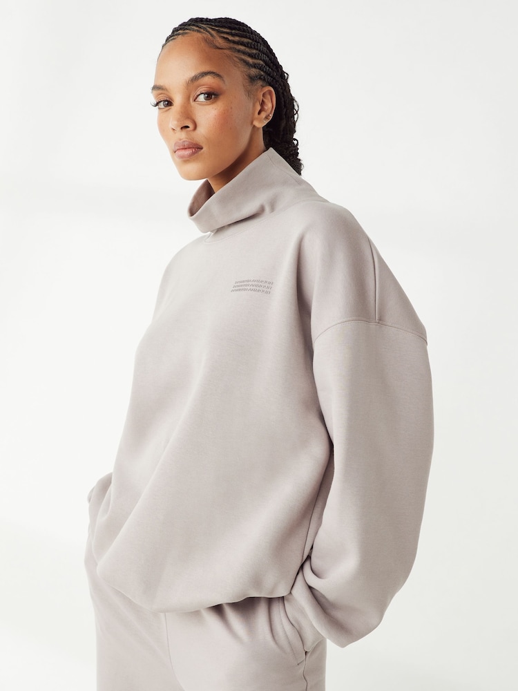 Under Armour Grey Grey Oversized Icon Fleece Mock Crew Sweatshirt - Image 1 of 7