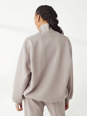 Under Armour Grey Grey Oversized Icon Fleece Mock Crew Sweatshirt - Image 3 of 7