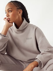 Under Armour Grey Grey Oversized Icon Fleece Mock Crew Sweatshirt - Image 5 of 7