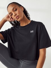 Under Armour Black Boxy Logo Crop T-Shirt - Image 1 of 7