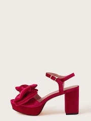 Monsoon Red Velvet Bow Platform Heels - Image 1 of 1