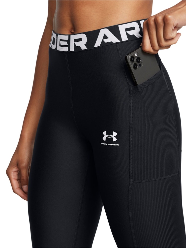 Under Armour Black HeatGear Rib Leggings - Image 4 of 4