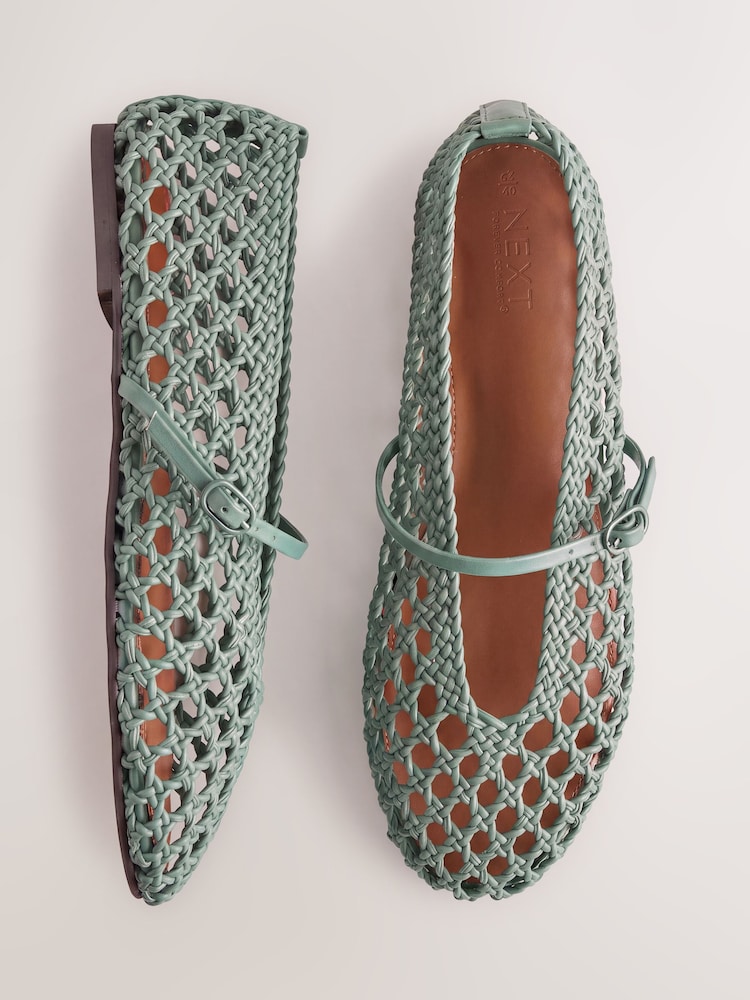 Aqua Blue Forever Comfort® Weave Mary Jane Shoes - Image 1 of 5