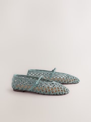 Aqua Blue Forever Comfort® Weave Mary Jane Shoes - Image 2 of 5