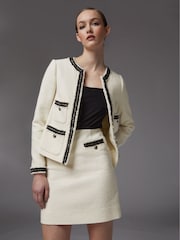 LK Bennett Cream Charlee Cotton Blend Tweed Jacket - Image 1 of 4