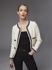 LK Bennett Cream Charlee Cotton Blend Tweed Jacket - Image 2 of 4