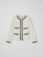 LK Bennett Cream Charlee Cotton Blend Tweed Jacket - Image 4 of 4