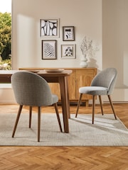 Set of 2 Tweedy Plain Mid Grey Newman Dark Wood Leg Dining Chairs - Image 1 of 8