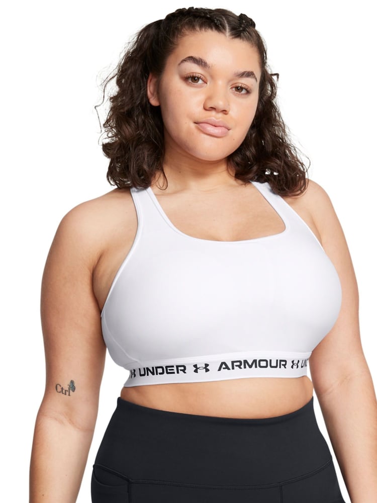 Under Armour White Crossback Mid Support Bra - Image 1 of 4 Under Armour White Crossback Mid Support Bra - Image 1 of 4