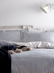 Yard Navy Blue Hebden Striped 100% Cotton Duvet Cover and Pillowcase Set - Image 3 of 3