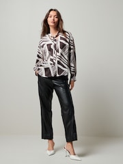 Monochrome Print Tie Neck Long Sleeve Blouse - Image 3 of 7
