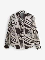 Monochrome Print Tie Neck Long Sleeve Blouse - Image 6 of 7