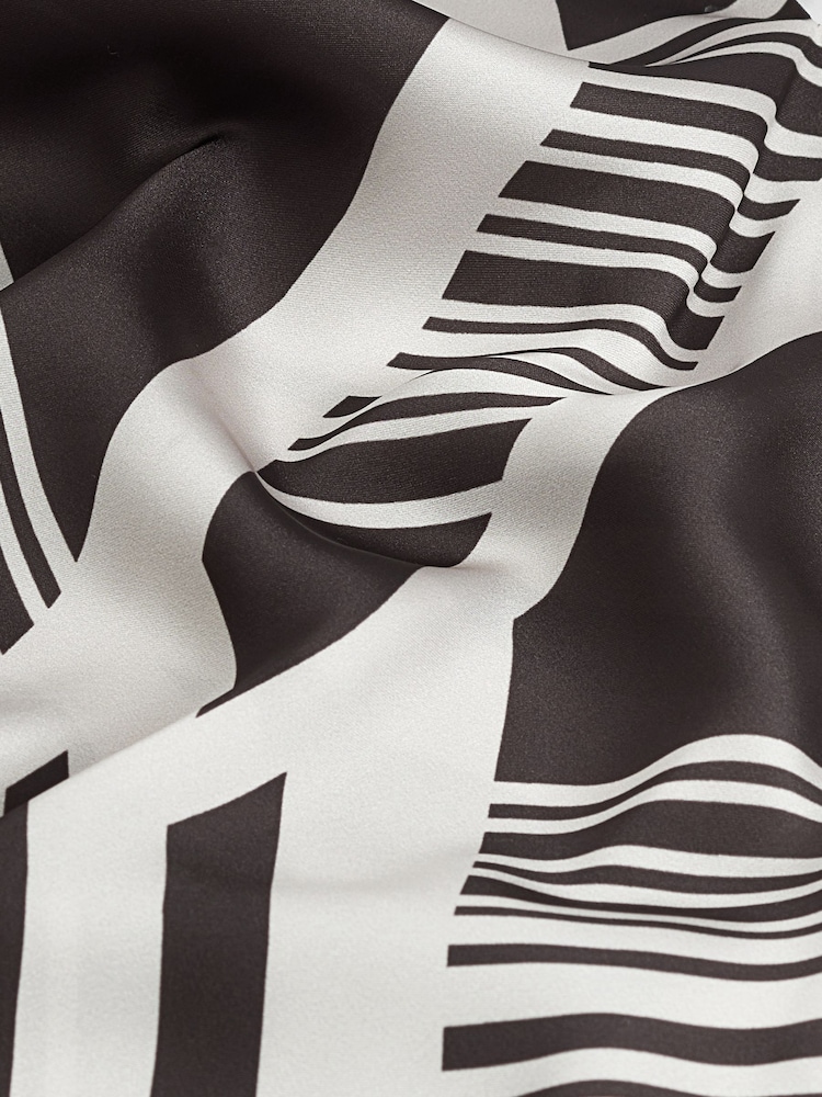 Monochrome Print Tie Neck Long Sleeve Blouse - Image 7 of 7