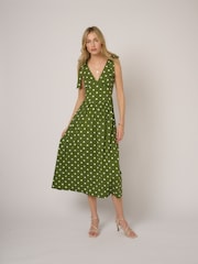 Nobodys Child Green Addison Midi Dress - Image 2 of 5