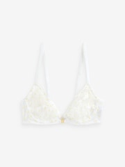 self. White Daisy Embroidered Non Pad Plunge Bra - Image 5 of 6