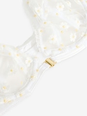 self. White Daisy Embroidered Non Pad Plunge Bra - Image 6 of 6