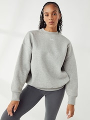 Under Armour Grey Oversized Rival Fleece Crew Sweatshirt - Image 1 of 6