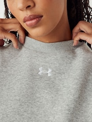 Under Armour Grey Oversized Rival Fleece Crew Sweatshirt - Image 4 of 6