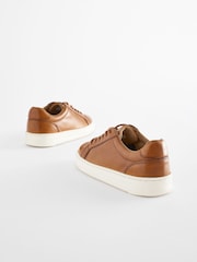 Tan Brown Leather Smart Lace-Up Trainers - Image 3 of 5