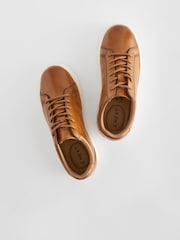 Tan Brown Leather Smart Lace-Up Trainers - Image 5 of 5
