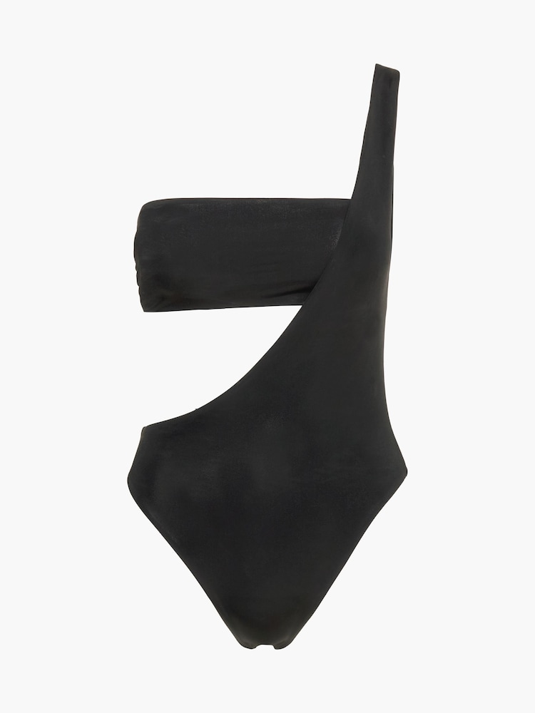 Calvin Klein Core Neo Archive One Shoulder Black One Piece Swimsuit - Image 1 of 1 Calvin Klein Core Neo Archive One Shoulder Black One Piece Swimsuit - Image 1 of 1