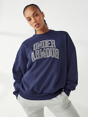 Under Armour Blue Oversized Icon Terry Crew Neck Sweat Top - Image 1 of 7