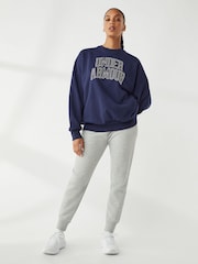 Under Armour Blue Oversized Icon Terry Crew Neck Sweat Top - Image 3 of 7