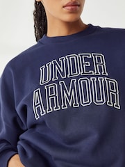 Under Armour Blue Oversized Icon Terry Crew Neck Sweat Top - Image 4 of 7