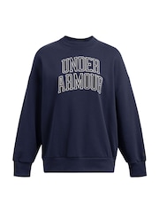 Under Armour Blue Oversized Icon Terry Crew Neck Sweat Top - Image 6 of 7
