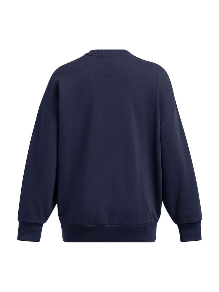 Under Armour Blue Oversized Icon Terry Crew Neck Sweat Top - Image 7 of 7