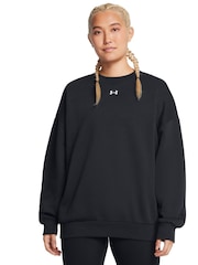 Under Armour Black Oversized Rival Fleece Crew Sweatshirt - Image 1 of 5