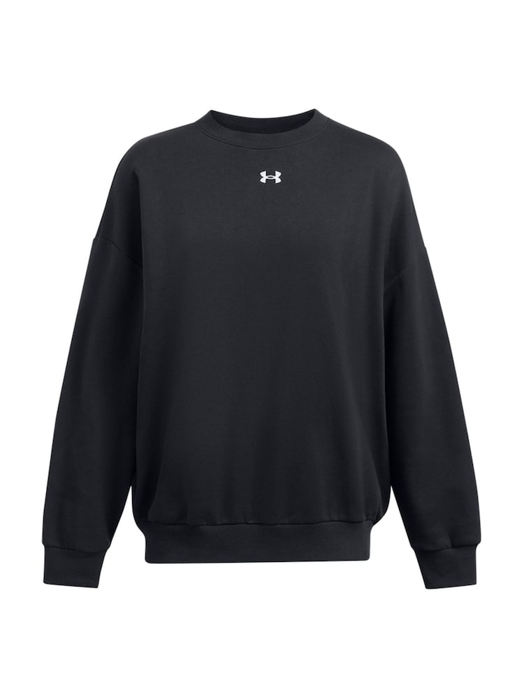 Under Armour Black Oversized Rival Fleece Crew Sweatshirt - Image 4 of 5