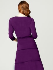 HotSquash Purple V-Neck Dress With Contrast Piping - Image 2 of 3