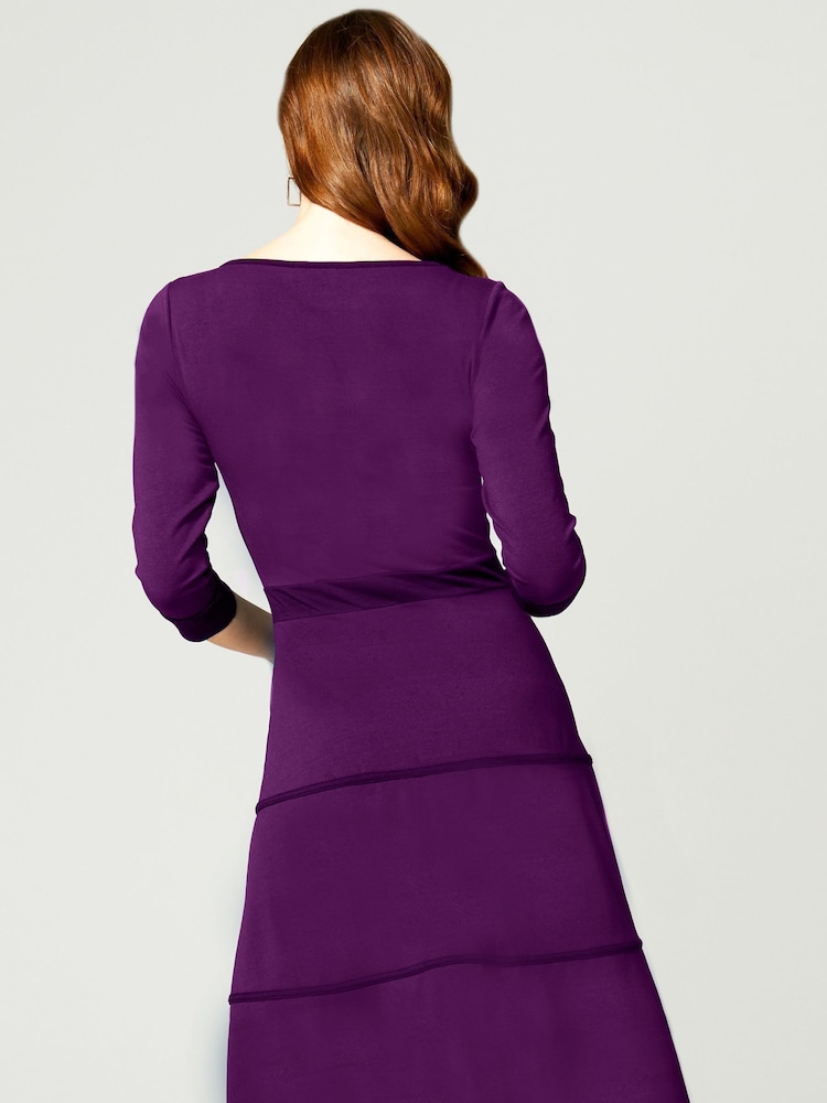 HotSquash Purple V-Neck Dress With Contrast Piping - Image 2 of 3