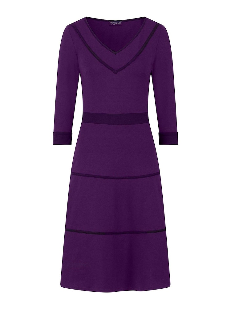 HotSquash Purple V-Neck Dress With Contrast Piping - Image 3 of 3