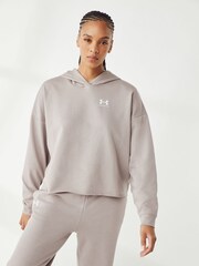 Under Armour Grey Rival Terry Oversized Hoodie - Image 1 of 4