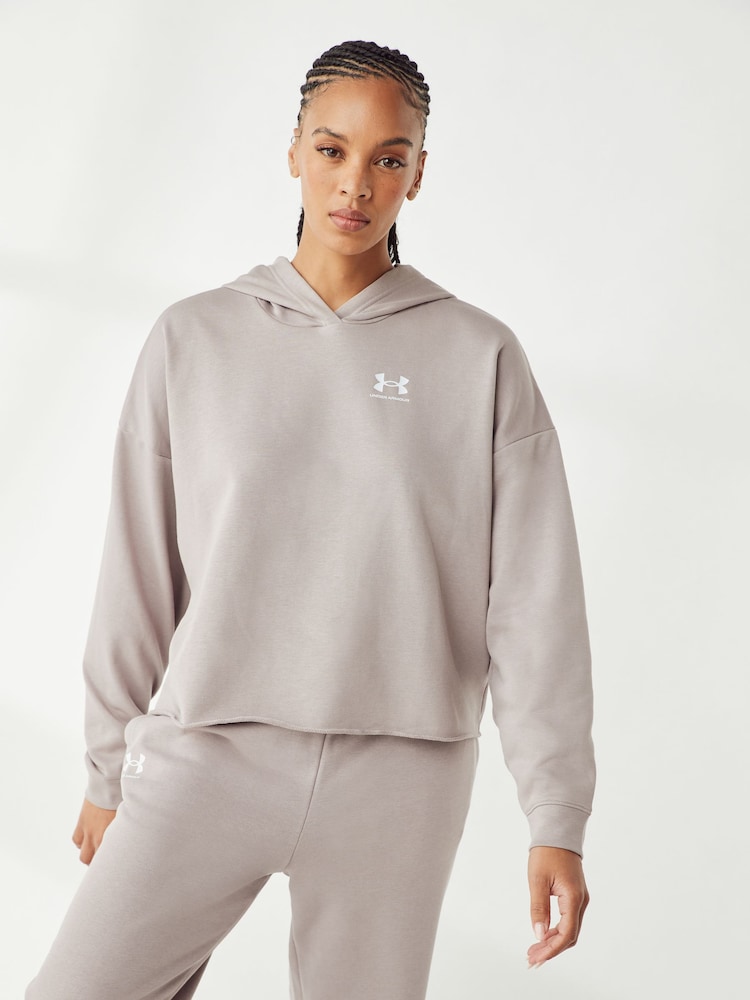 Under Armour Grey Rival Terry Oversized Hoodie - Image 1 of 4