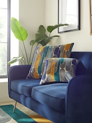 Navy Blue 59 x 59cm Retro Cut Velvet Cushion - Image 2 of 7