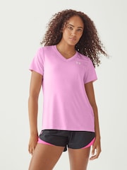 Under Armour Pink Light Tech V-Neck T-Shirt - Image 1 of 7