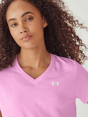 Under Armour Pink Light Tech V-Neck T-Shirt - Image 4 of 7