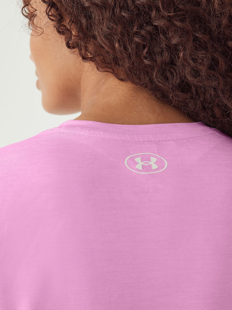 Under Armour Pink Light Tech V-Neck T-Shirt - Image 5 of 7