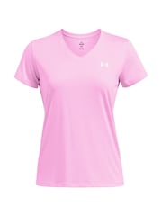 Under Armour Pink Light Tech V-Neck T-Shirt - Image 6 of 7